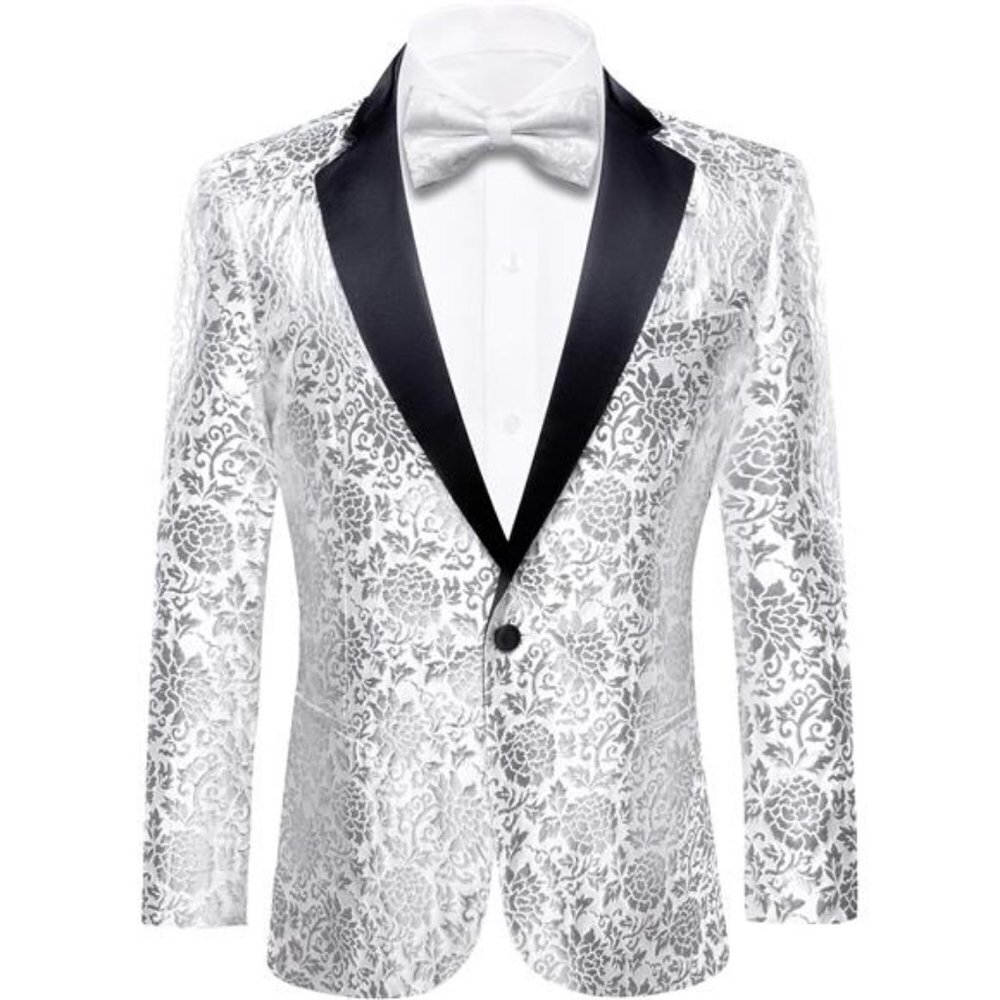 Stylish Mens Blazer Paisley Sport Coat Wedding Tuxedo Sequins